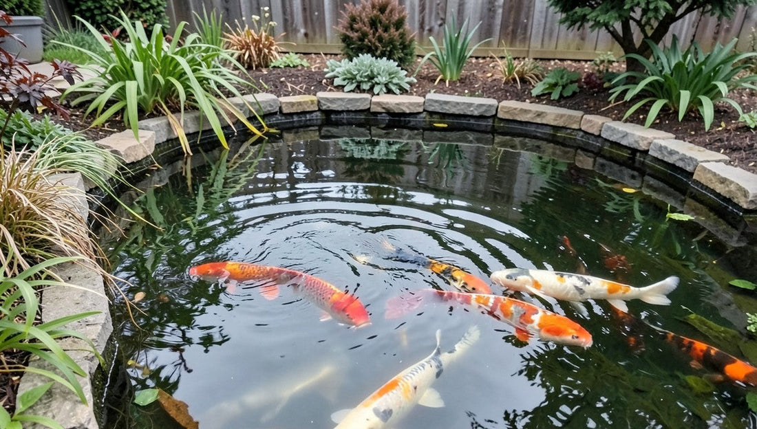 Koi pond with plants