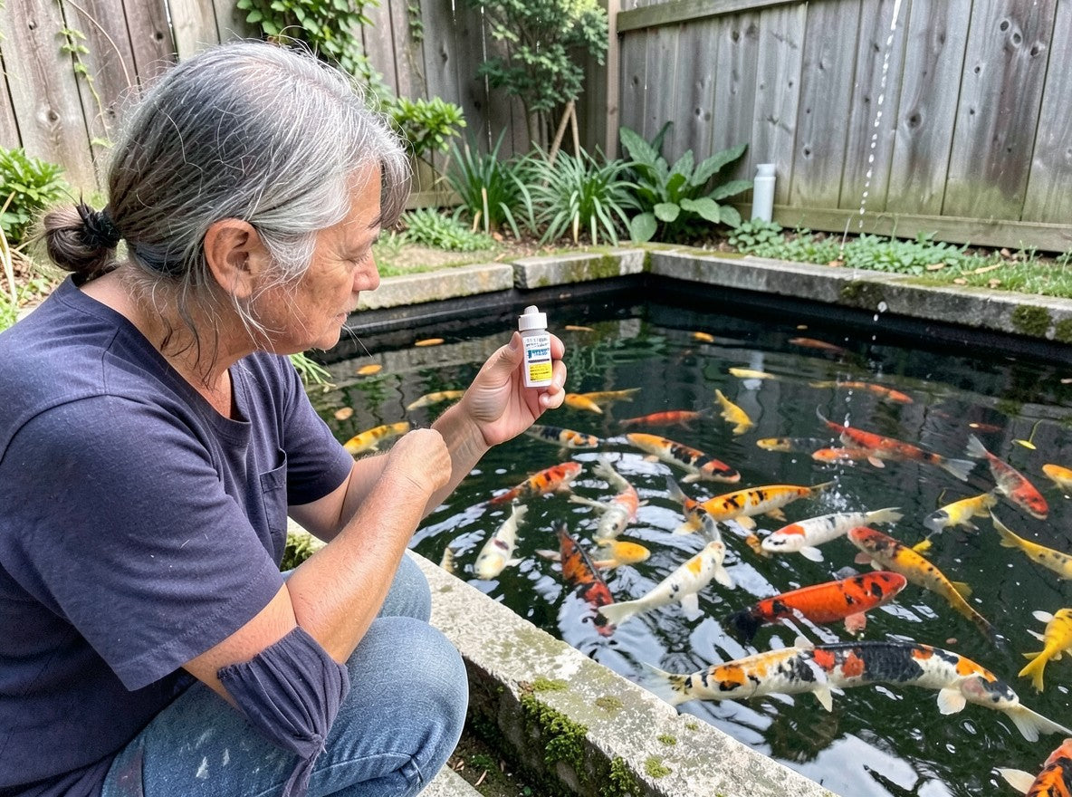Clear koi pond water